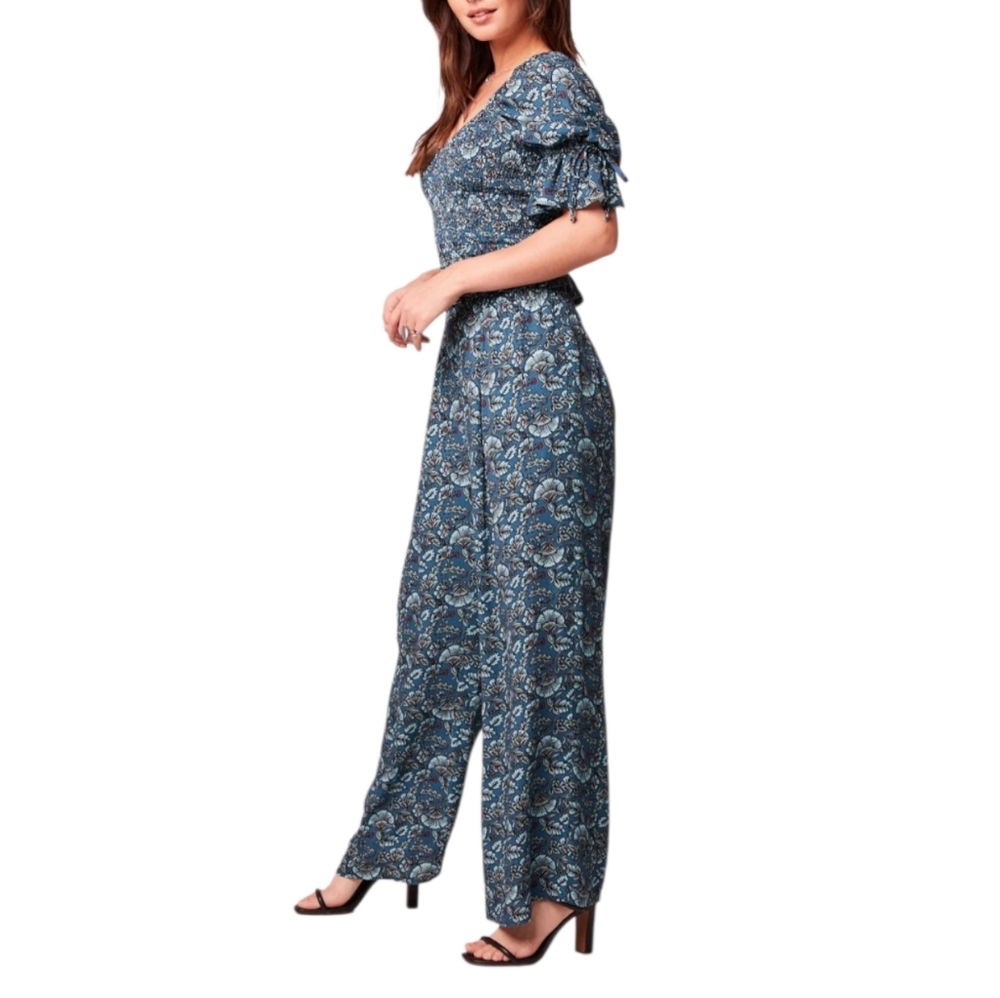 Band of the Free Boho Teal Floral Comfy Elastic Waist Wide Leg Pants SZ: Medium - Picture 6 of 7